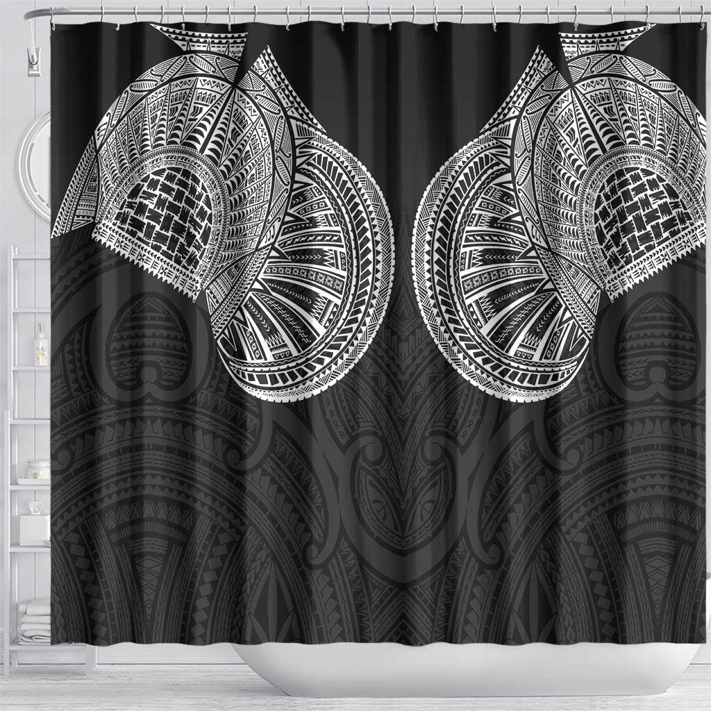 Samoan Traditional Art Tattoos Shower Curtain Tatau Roman Reigns Black Color - Polynesian Pride