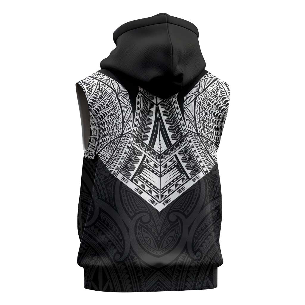 Samoan Traditional Art Tattoos Sleeveless Hoodie Tatau Roman Reigns Black Color - Polynesian Pride