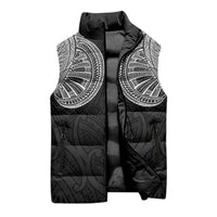 Samoan Traditional Art Tattoos Sleeveless Puffer Jacket Tatau Roman Reigns Black Color - Polynesian Pride