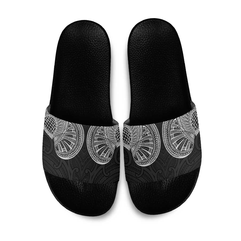 Samoan Traditional Art Tattoos Slide Sandals Tatau Roman Reigns Black Color - Polynesian Pride