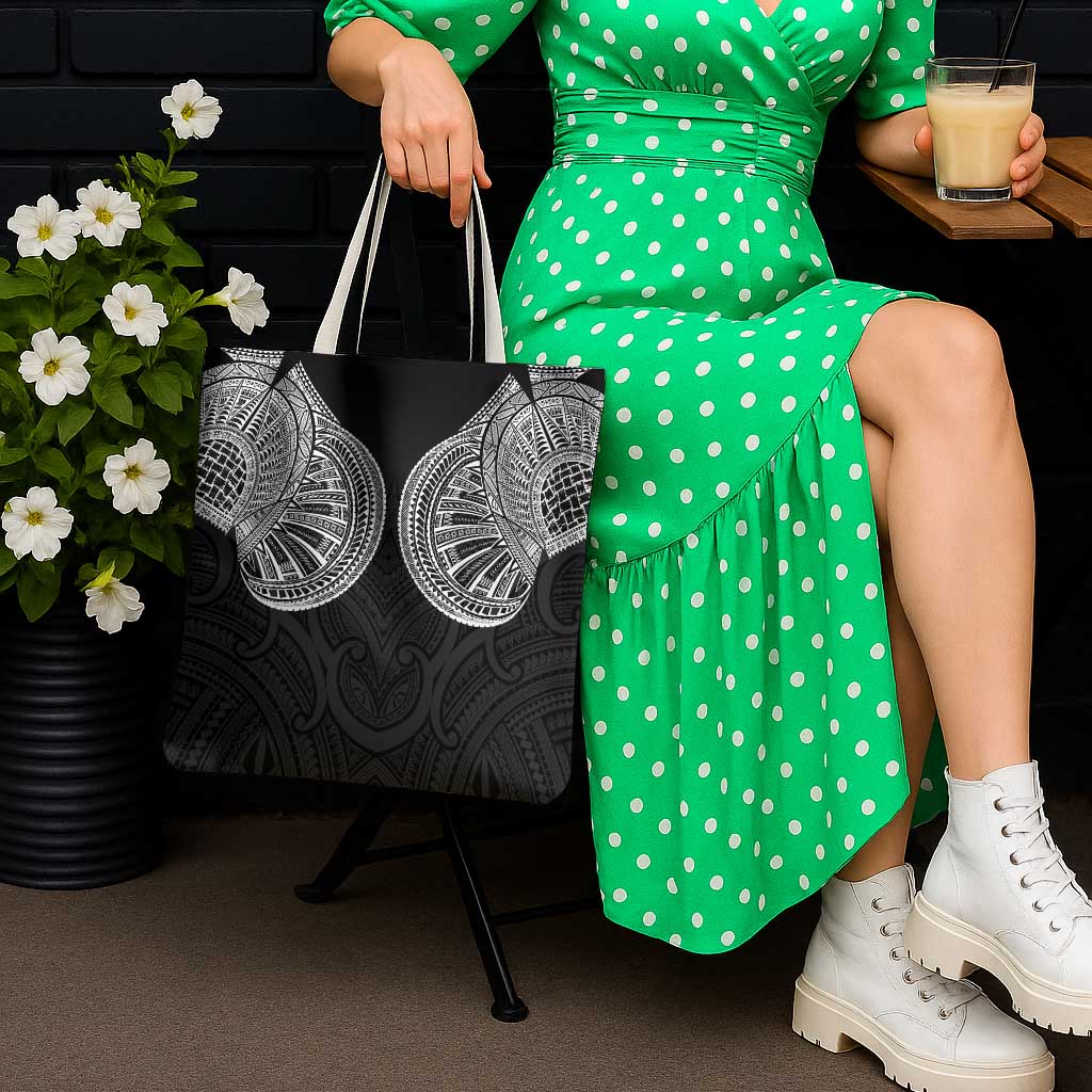 Samoan Traditional Art Tattoos Tote Bag Tatau Roman Reigns Black Color - Polynesian Pride