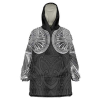 Samoan Traditional Art Tattoos Wearable Blanket Hoodie Tatau Roman Reigns Black Color - Polynesian Pride