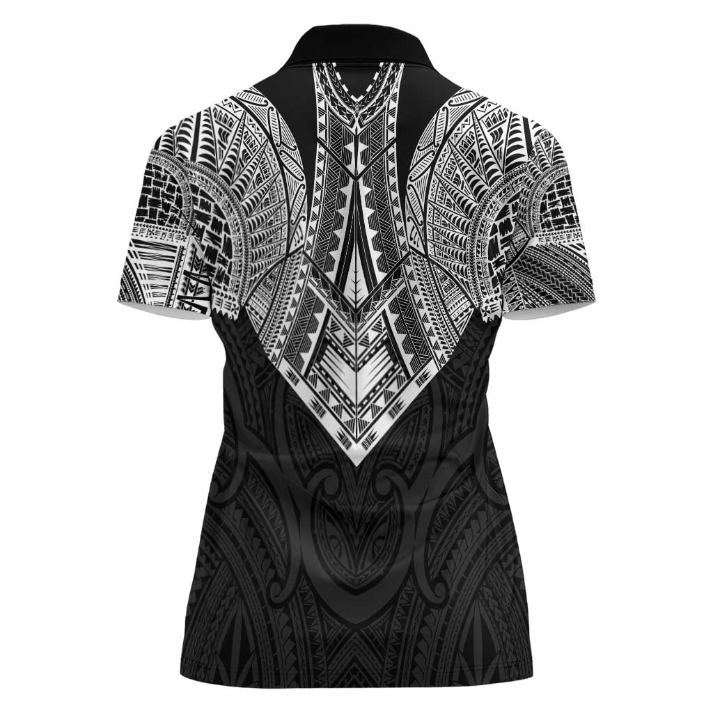 Samoan Traditional Art Tattoos Women Polo Shirt Tatau Roman Reigns Black Color - Polynesian Pride