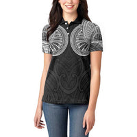 Samoan Traditional Art Tattoos Women Polo Shirt Tatau Roman Reigns Black Color - Polynesian Pride