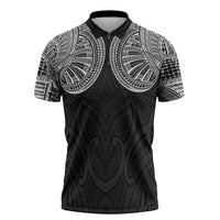 Samoan Traditional Art Tattoos Zipper Polo Shirt Tatau Roman Reigns Black Color - Polynesian Pride