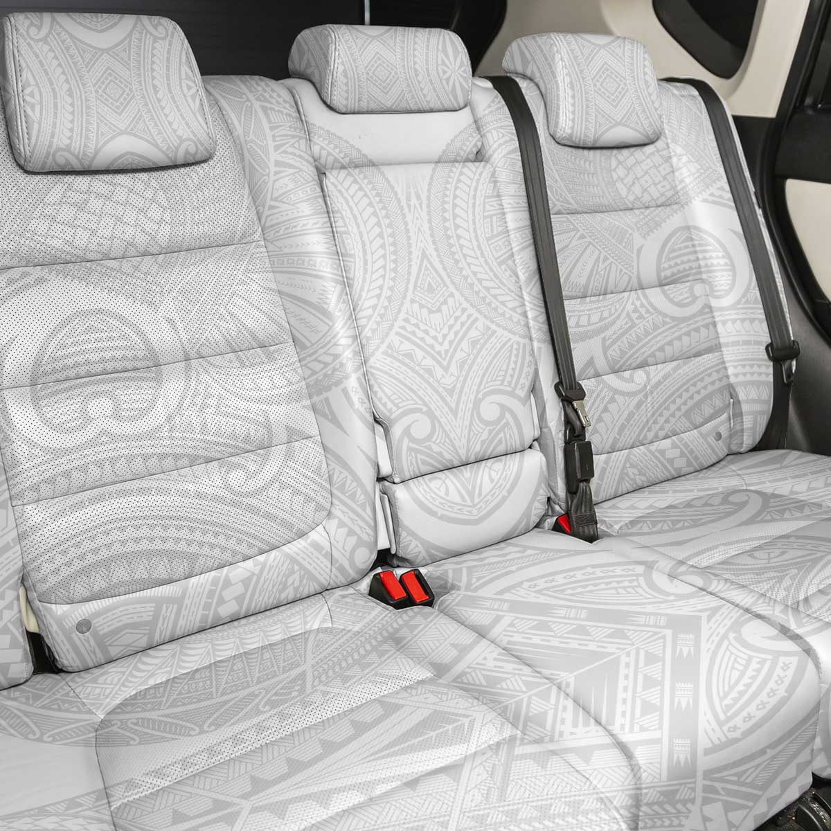 Samoan Traditional Art Tattoos Back Car Seat Cover Tatau Roman Reigns White Color LT03 - Polynesian Pride