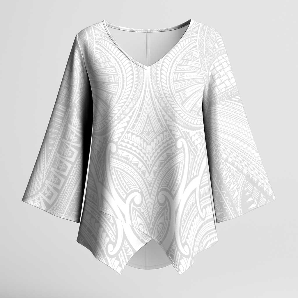 Samoan Traditional Art Tattoos Kimono Sleeve Blouse Tatau Roman Reigns White Color - Polynesian Pride