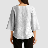 Samoan Traditional Art Tattoos Kimono Sleeve Blouse Tatau Roman Reigns White Color - Polynesian Pride