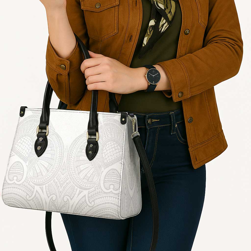 Samoan Traditional Art Tattoos Leather Bag Tatau Roman Reigns White Color - Polynesian Pride