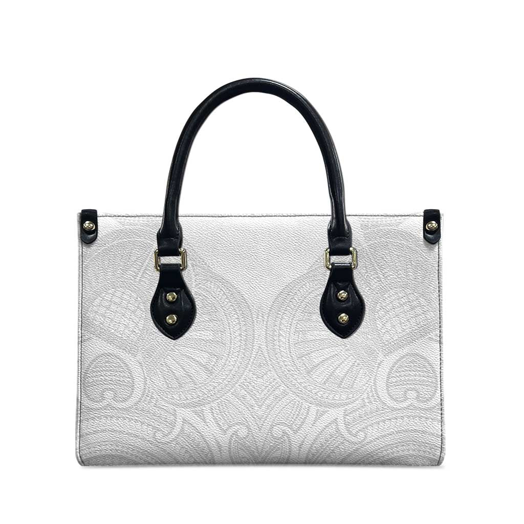 Samoan Traditional Art Tattoos Leather Bag Tatau Roman Reigns White Color - Polynesian Pride
