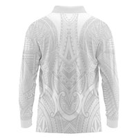 Samoan Traditional Art Tattoos Long Sleeve Polo Shirt Tatau Roman Reigns White Color - Polynesian Pride