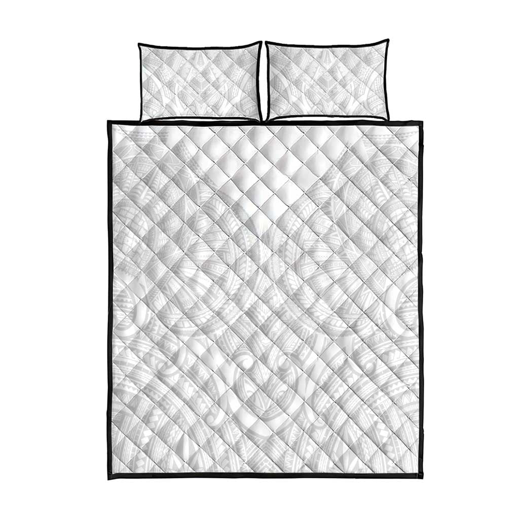 Samoan Traditional Art Tattoos Quilt Bed Set Tatau Roman Reigns White Color LT03 - Polynesian Pride