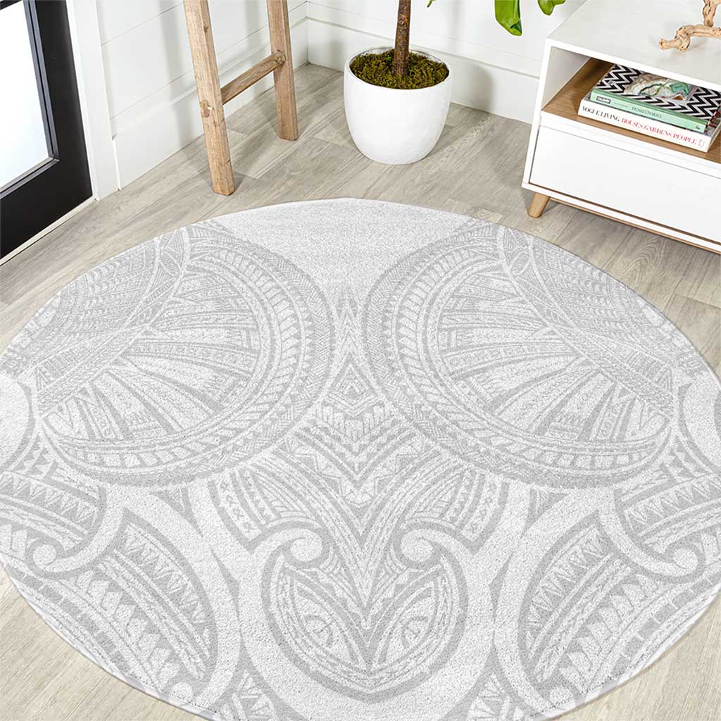 Samoan Traditional Art Tattoos Round Carpet Tatau Roman Reigns White Color - Polynesian Pride