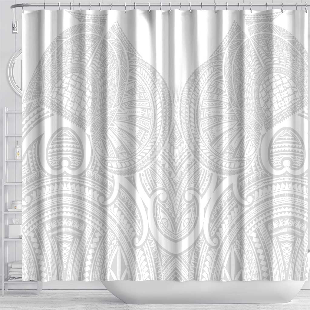 Samoan Traditional Art Tattoos Shower Curtain Tatau Roman Reigns White Color - Polynesian Pride