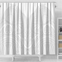 Samoan Traditional Art Tattoos Shower Curtain Tatau Roman Reigns White Color - Polynesian Pride