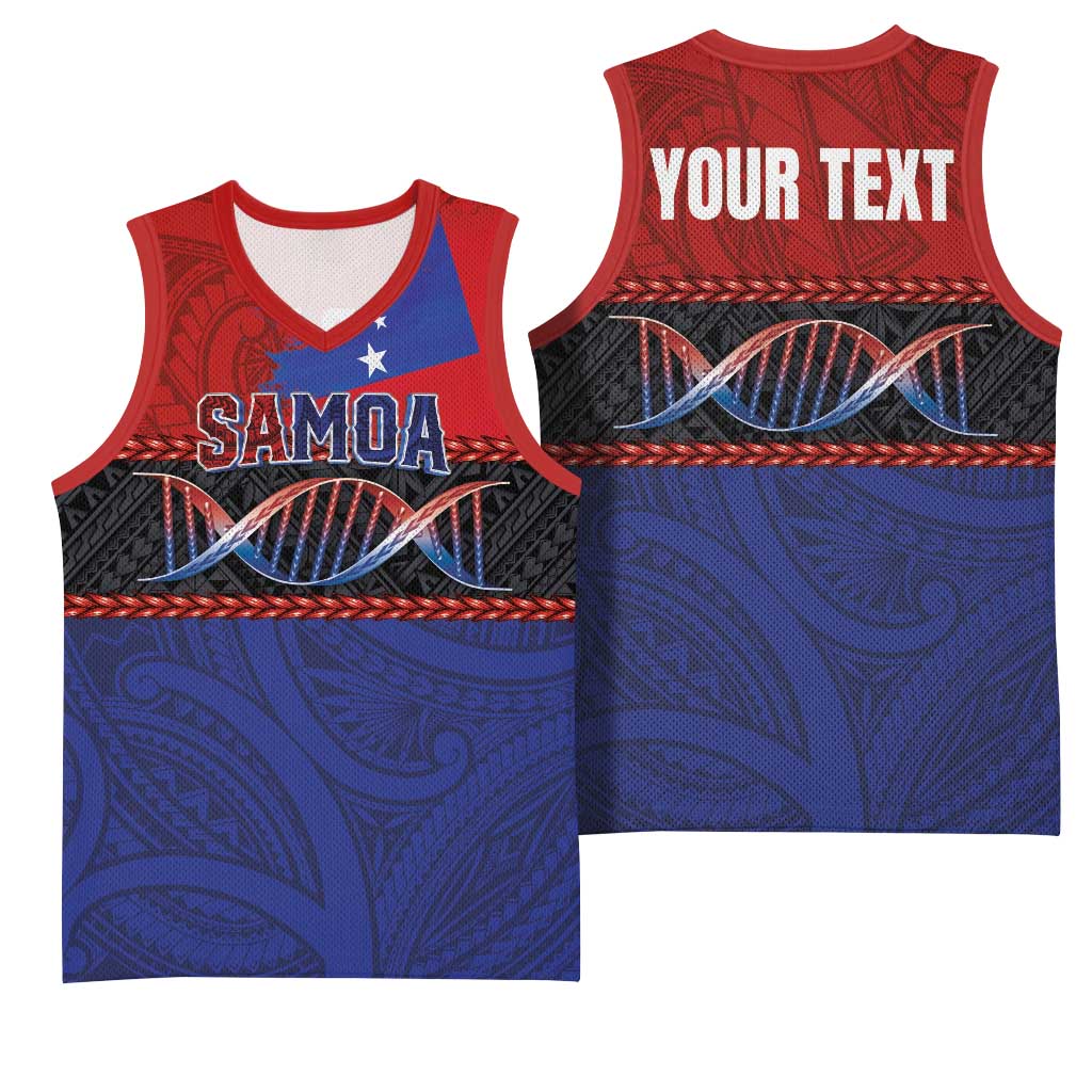 Personalised Samoan DNA-Proud of Samoa Basketball Jersey Polynesian Patterns - Polynesian Pride
