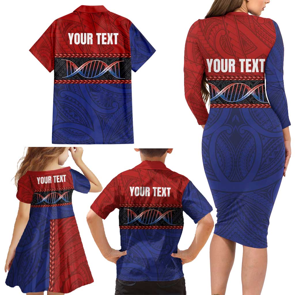 Personalised Samoan DNA-Proud of Samoa Family Matching Long Sleeve Bodycon Dress and Hawaiian Shirt Polynesian Patterns - Polynesian Pride