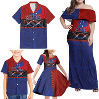 Personalised Samoan DNA-Proud of Samoa Family Matching Off Shoulder Maxi Dress and Hawaiian Shirt Polynesian Patterns - Polynesian Pride