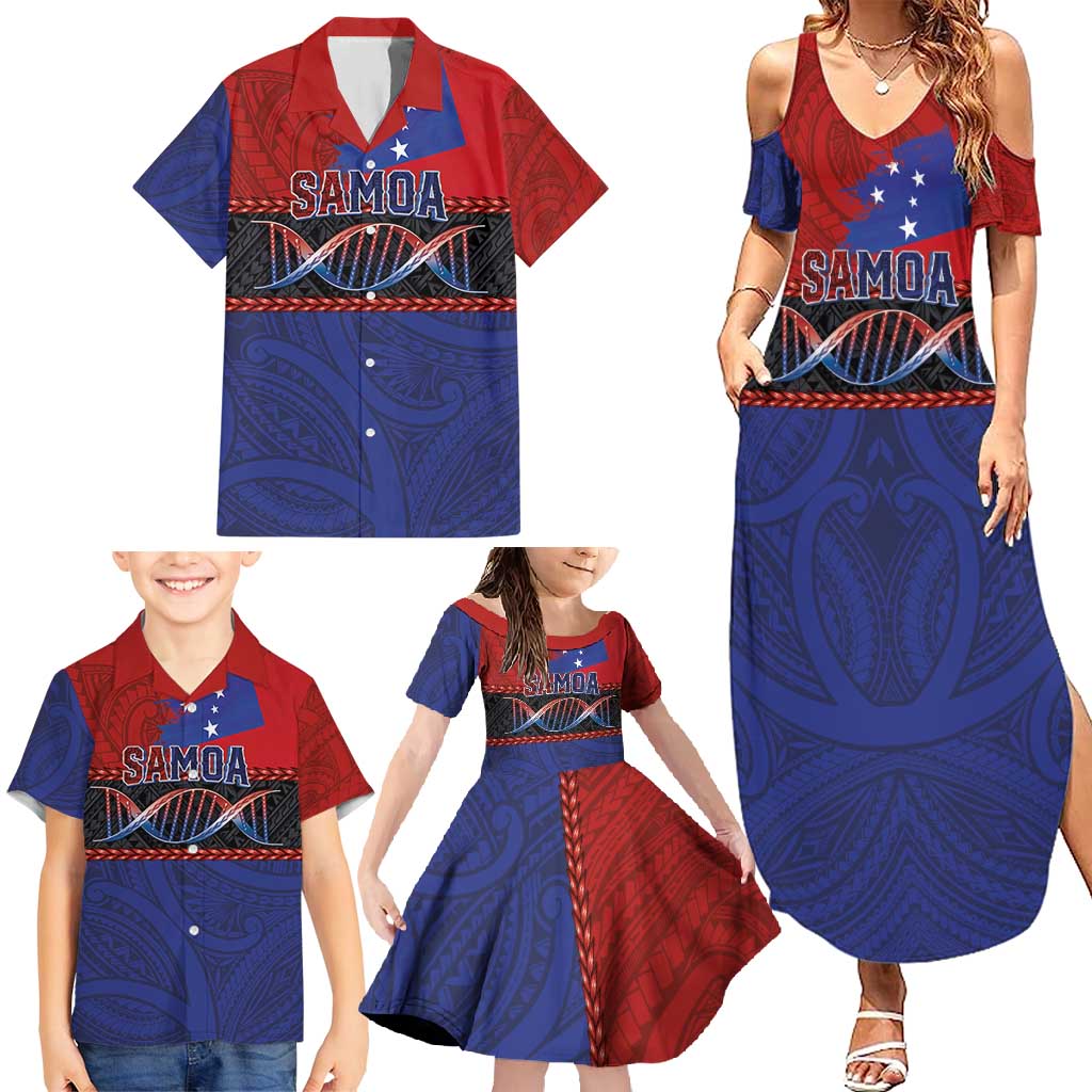 Personalised Samoan DNA-Proud of Samoa Family Matching Summer Maxi Dress and Hawaiian Shirt Polynesian Patterns - Polynesian Pride