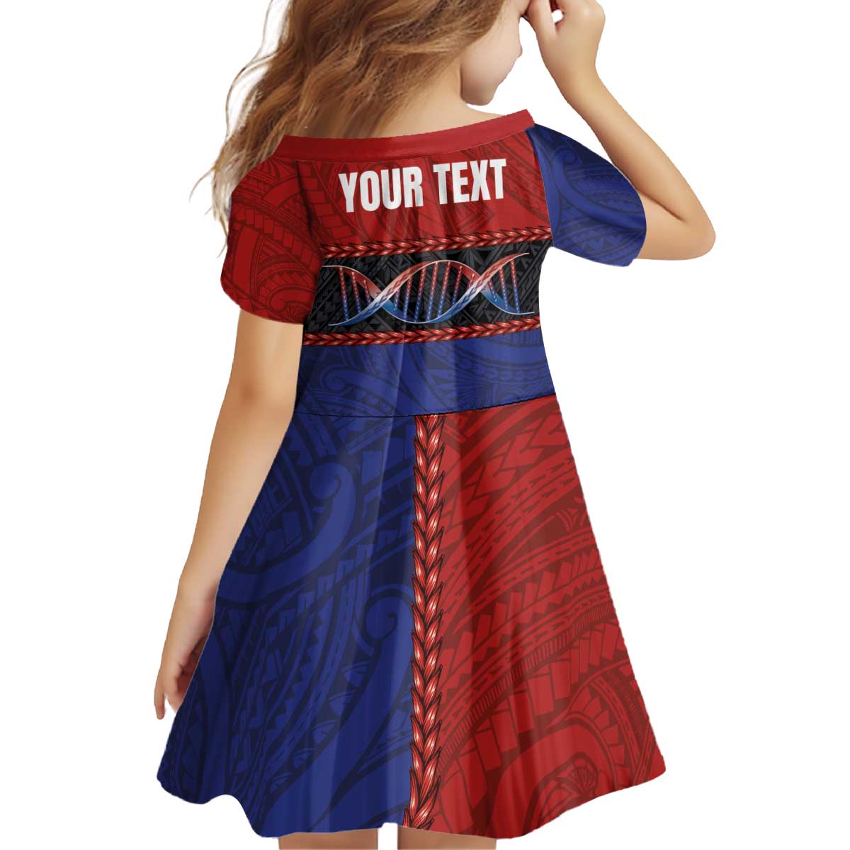 Personalised Samoan DNA-Proud of Samoa Kid Short Sleeve Dress Polynesian Patterns - Polynesian Pride