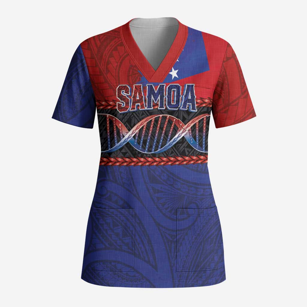 Personalised Samoan DNA-Proud of Samoa Scrub Top Polynesian Patterns - Polynesian Pride