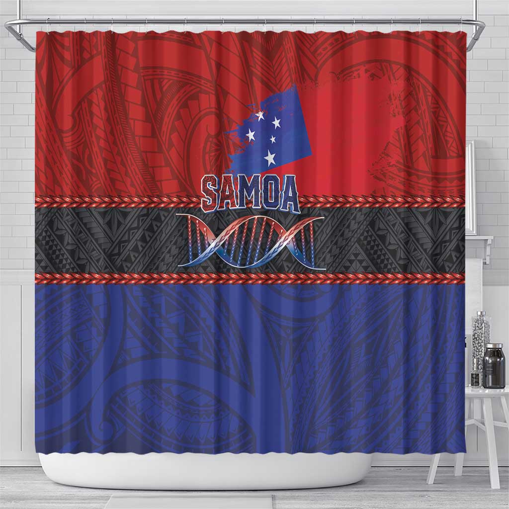 Samoan DNA-Proud of Samoa Shower Curtain Polynesian Patterns - Polynesian Pride