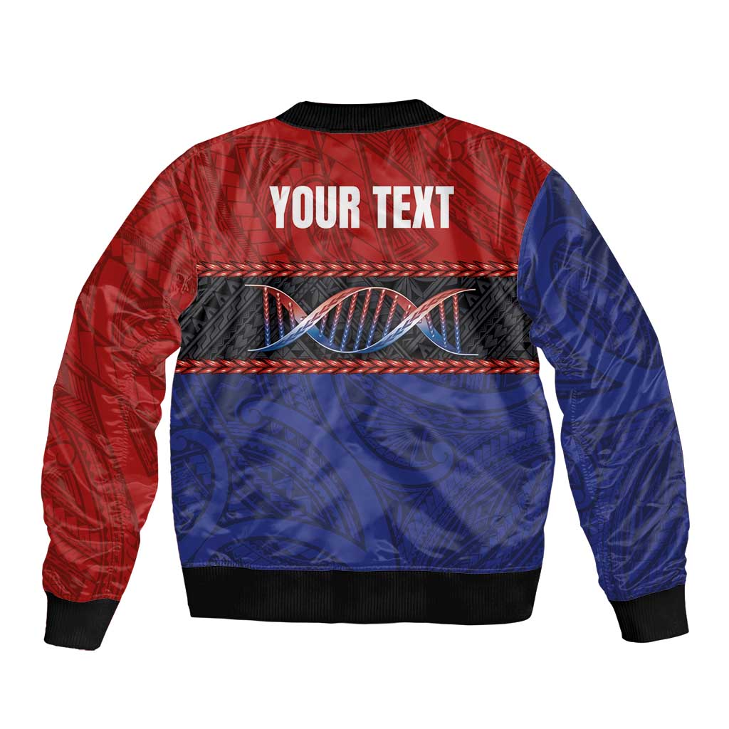 Personalised Samoan DNA-Proud of Samoa Sleeve Zip Bomber Jacket Polynesian Patterns - Polynesian Pride