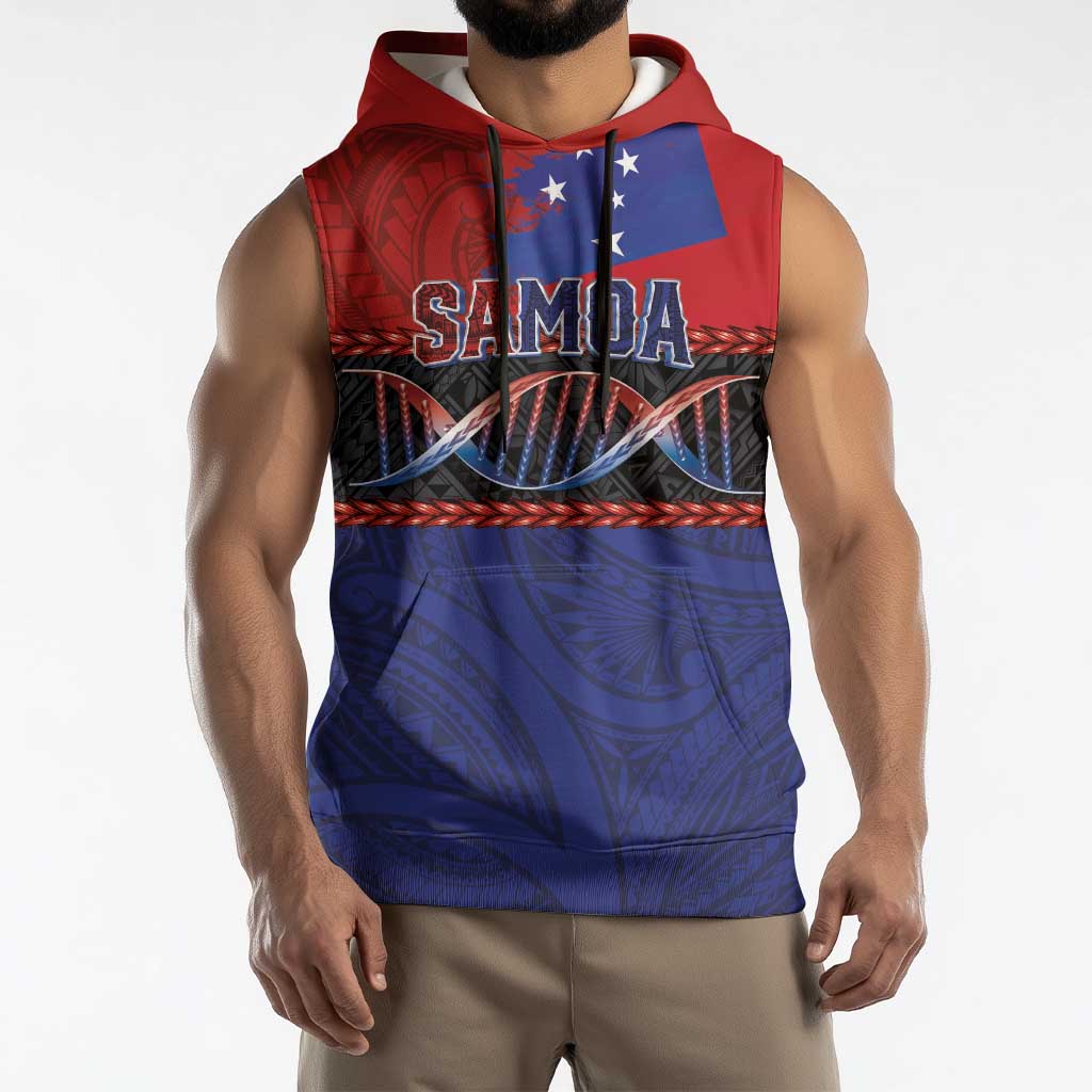 Personalised Samoan DNA-Proud of Samoa Sleeveless Hoodie Polynesian Patterns - Polynesian Pride