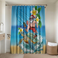 Polynesian Merry Christmas Bathroom Set Funny Santa with Sea Turtle Beach Plumeria - Polynesian Pride