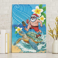 Polynesian Merry Christmas Canvas Wall Art Funny Santa with Sea Turtle Beach Plumeria - Polynesian Pride