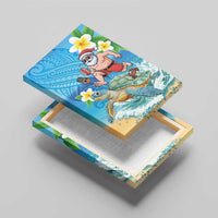 Polynesian Merry Christmas Canvas Wall Art Funny Santa with Sea Turtle Beach Plumeria - Polynesian Pride