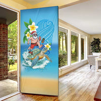 Polynesian Merry Christmas Door Cover Funny Santa with Sea Turtle Beach Plumeria - Polynesian Pride