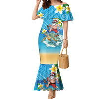 Polynesian Merry Christmas Family Matching Mermaid Dress and Hawaiian Shirt Funny Santa with Sea Turtle Beach Plumeria - Polynesian Pride