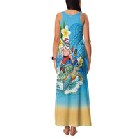 Polynesian Merry Christmas Family Matching Tank Maxi Dress and Hawaiian Shirt Funny Santa with Sea Turtle Beach Plumeria - Polynesian Pride