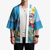 Polynesian Merry Christmas Kimono Funny Santa with Sea Turtle Beach Plumeria - Polynesian Pride