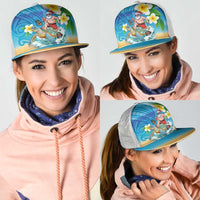 Polynesian Merry Christmas Mesh Trucker Cap Funny Santa with Sea Turtle Beach and Plumeria - Polynesian Pride