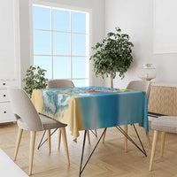 Polynesian Merry Christmas Tablecloth Funny Santa with Sea Turtle Beach Plumeria - Polynesian Pride