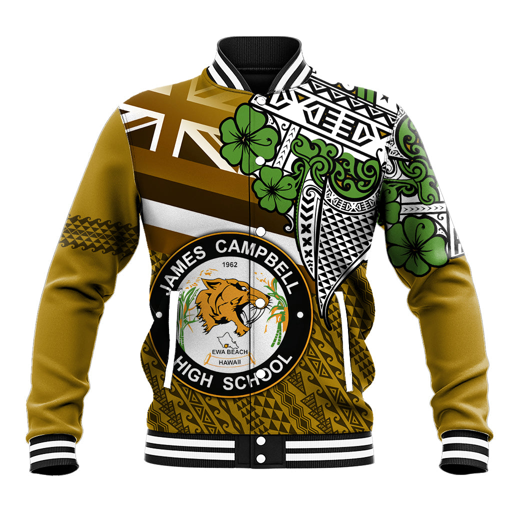 Hawaii James Campbell High School Baseball Jacket Kakau Pattern Gold Color Version LT03 Unisex Gold - Polynesian Pride
