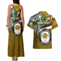 Hawaii James Campbell High School Couples Matching Tank Maxi Dress and Hawaiian Shirt Kakau Pattern Gold Color Version LT03 - Polynesian Pride