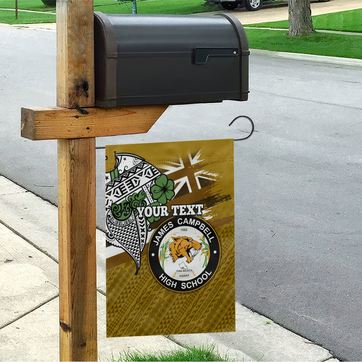 Hawaii James Campbell High School Garden Flag Kakau Pattern Gold Color Version LT03 - Polynesian Pride