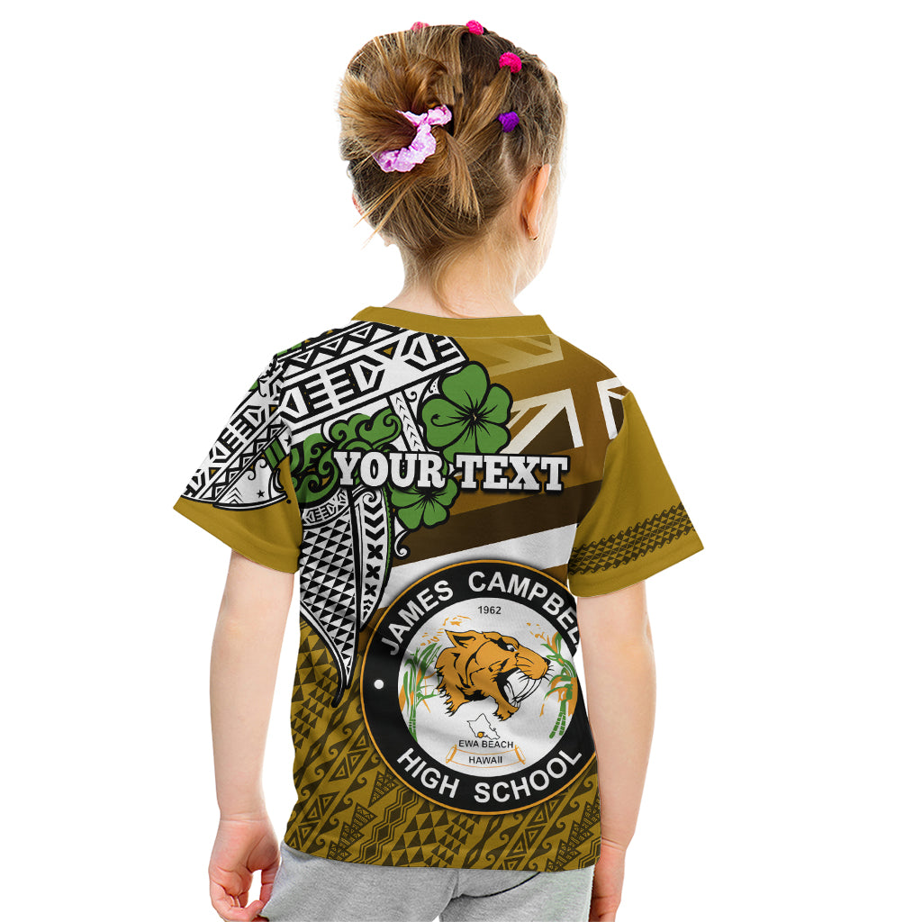 Hawaii James Campbell High School Kid T Shirt Kakau Pattern Gold Color Version LT03 - Polynesian Pride