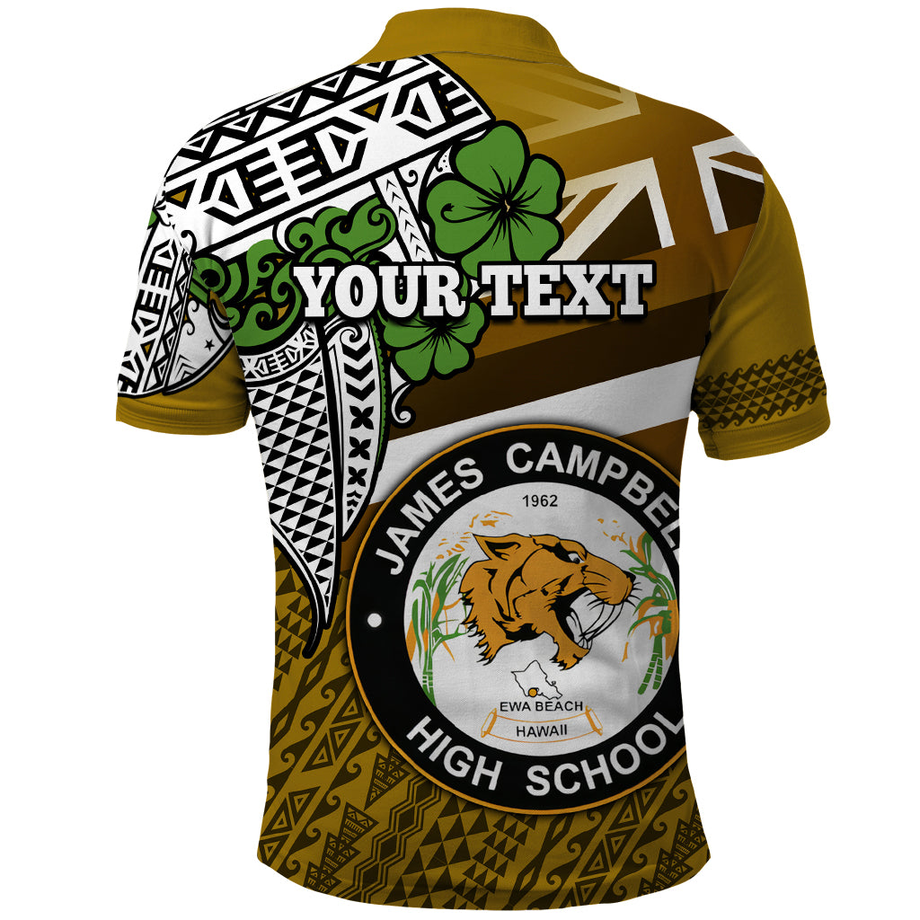 Hawaii James Campbell High School Polo Shirt Kakau Pattern Gold Color Version LT03 - Polynesian Pride