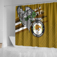Hawaii James Campbell High School Shower Curtain Kakau Pattern Gold Color Version LT03 - Polynesian Pride