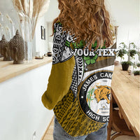 Hawaii James Campbell High School Women Casual Shirt Kakau Pattern Gold Color Version LT03 - Polynesian Pride