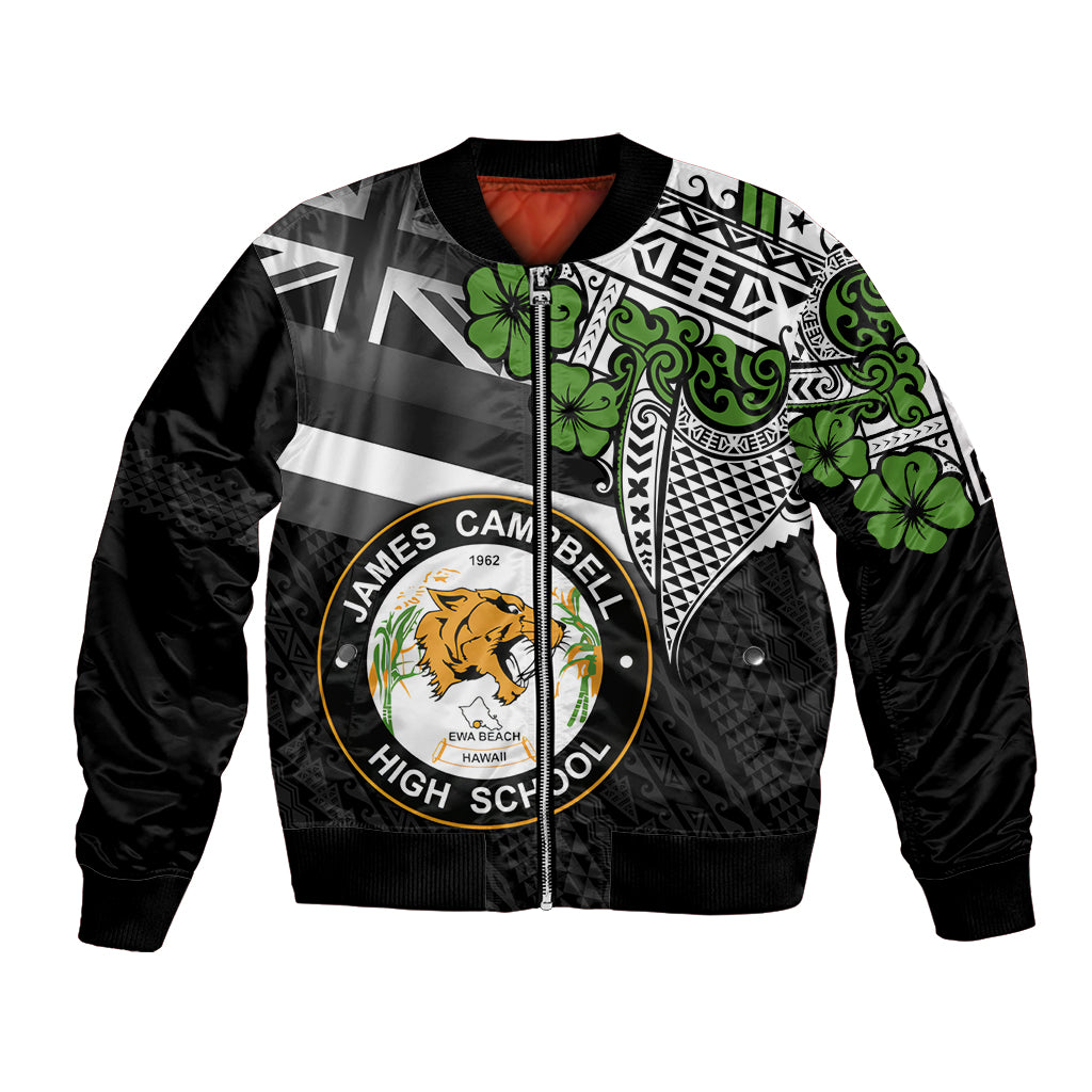Hawaii James Campbell High School Bomber Jacket Kakau Pattern Black Version LT03 Unisex Black - Polynesian Pride