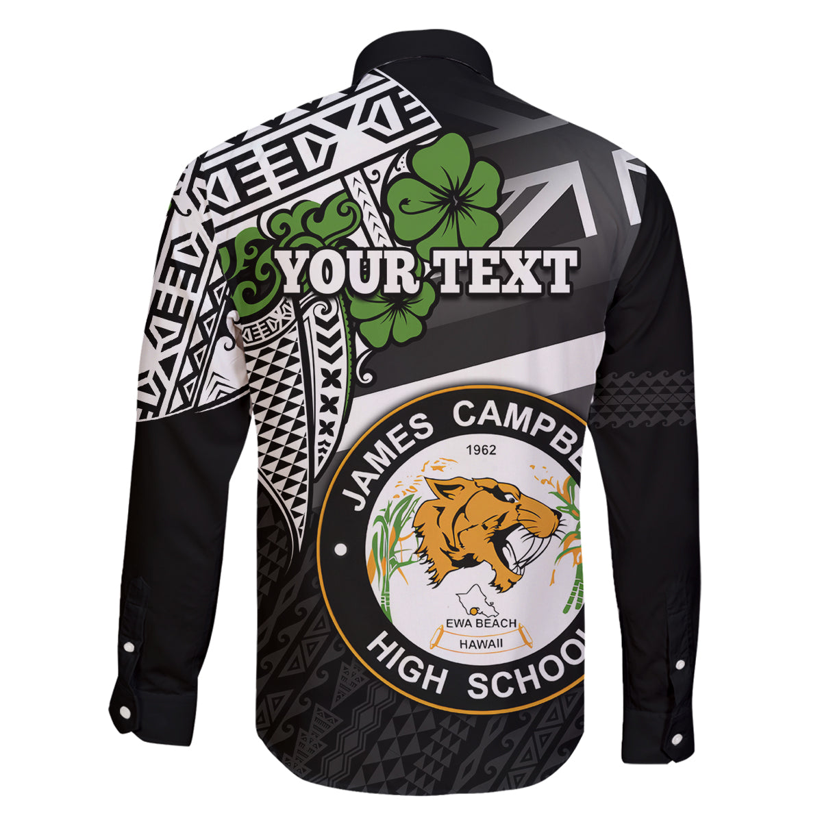 Hawaii James Campbell High School Family Matching Summer Maxi Dress and Hawaiian Shirt Kakau Pattern Black Version LT03 - Polynesian Pride