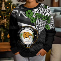 Hawaii James Campbell High School Kid Ugly Christmas Sweater Kakau Pattern Black Version LT03 - Polynesian Pride