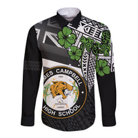 Hawaii James Campbell High School Long Sleeve Button Shirt Kakau Pattern Black Version LT03 Unisex Black - Polynesian Pride