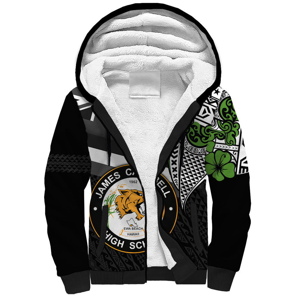 Hawaii James Campbell High School Sherpa Hoodie Kakau Pattern Black Version LT03 Unisex Black - Polynesian Pride