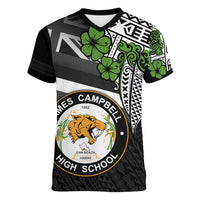 Hawaii James Campbell High School Women V Neck T Shirt Kakau Pattern Black Version LT03 Female Black - Polynesian Pride